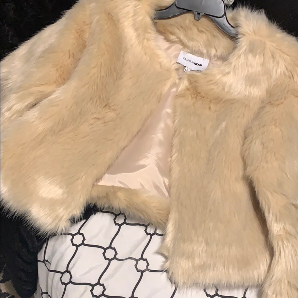 Brand New Creme Faux Fur Coat